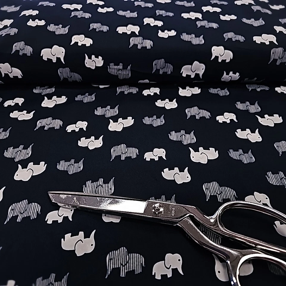 Tarjetas Little Elephants tela crepé de china estampado japonés de broma por yarda Foto 4 de 4