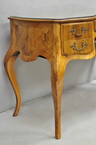 Vintage Italian Rococo French Country Burl Wood Olive Wood Inlay Writing Desk - Picture 5 of 12