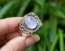 925 Sterling Silver Natural Moonstone Ring Gemstone Women Jewelry For Her D 10