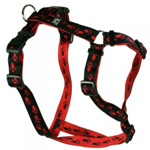 Feltmann Brustgeschirr -Hundegeschirr -Schwarz, Rote Pfötchen, 7 Größen -SOFORT - Bild 1 von 1