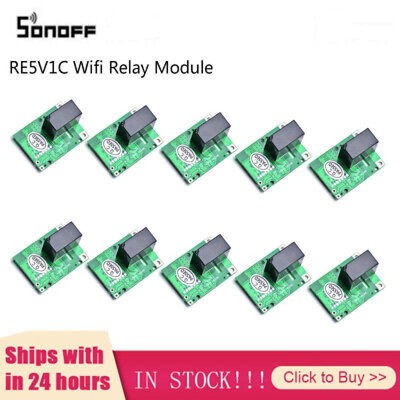 10x SONOFF RE5V1C Wifi DIY Schalter 5V DC Relais Modul Smart Home Drahtlose Scha
