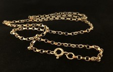 18K GOLD VERMEIL SOLID DIAMOND CUT ENGLISH Ag 925 BELCHER CHAIN 2.3mm Wide 22”