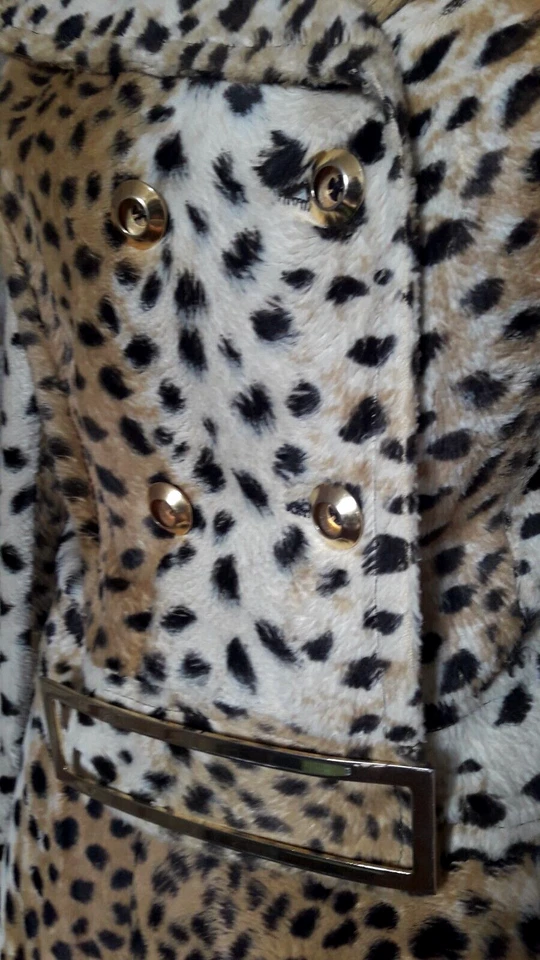TAILLEUR jupe + blouson léopard fausse fourrure T42 VINTAGE 70 FAUX FUR SUIT L - Photo 4/4