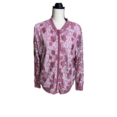 Crazy Train Women's Mauve Barcelona Lace Bomber Jacket Select Size NWT 