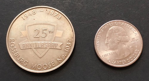 Roseburg Moose Nr. 1037 1973 25th Anniversary Token Royal Order Oregon OR - Picture 2 of 2