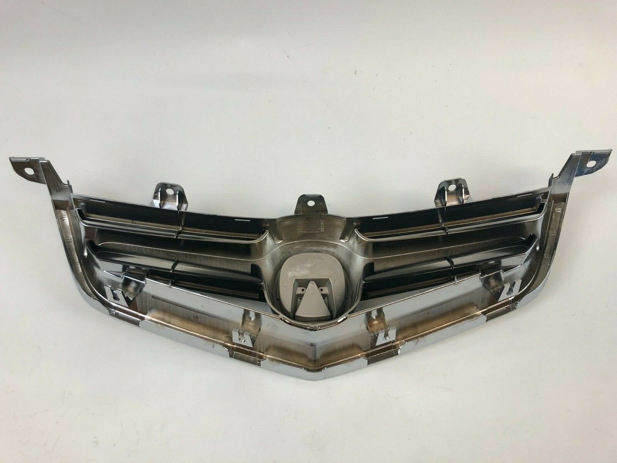 JustDrivably Replacement Parts Front Upper Grille Grill Molding Moulding Trim Lower Chrome Plastic Compatible With Acura TSX Base 2004 2005 Sedan
