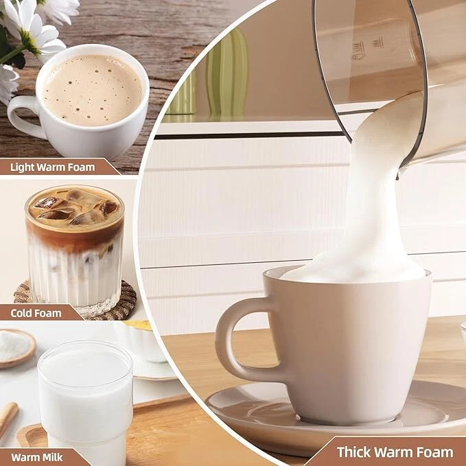 Milk Frother Electric,4 in 1 Milk Frother and Steamer,14OZ Warm and Cold Foam