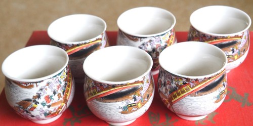 Japanese Chinese Oriental Somayaki Style Teapot and Six Cups in presentation Box - Picture 10 of 24