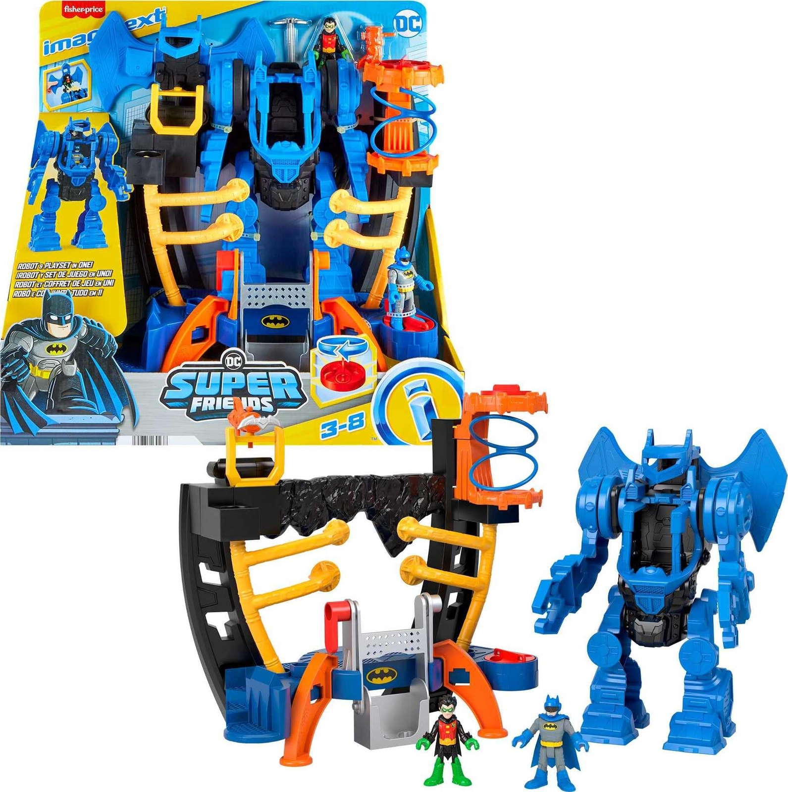 ​Imaginext DC Super Friends - Robot Centro di Comando di Batman, Playset con rob