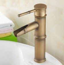 Antique Brass Bamboo Bathroom Basin Sink Faucet Single Handle Mixer Tap Qnf037