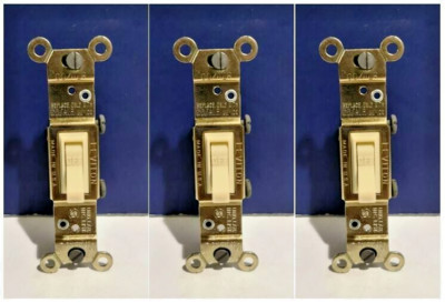 3-PK Leviton IVORY 1-POLE Framed CO/ALR 15A QUIET TOGGLE Light Switch NEW 2651-I