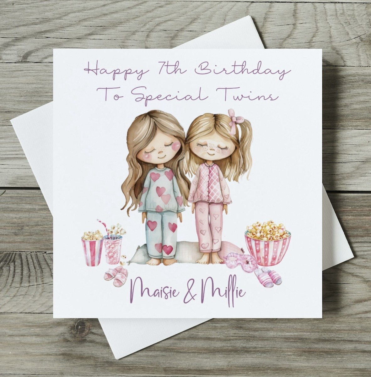 Personalised Twin Girls Birthday Card Any Age Sisters Granddaughters  Daughters