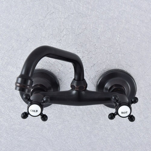 Black Oil Brass Swivel Spout Kitchen Sink Faucet Bathroom Basin Taps Dsf736 - Picture 6 of 11
