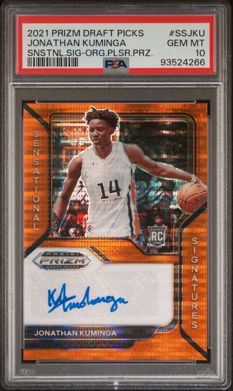 Jonathan Kuminga 2021 Prizm Draft Picks Orange Pulsar Auto 10/19 PSA 10 GEM MINT  
