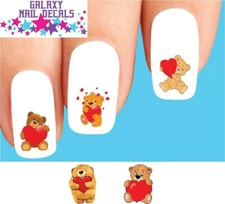 Waterslide Nail Decals - Set of 20 Cute Teddy Bears with Hearts