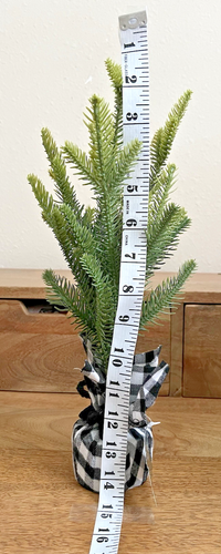 5 Faux Evergreen Tree Buffalo Plaid Fabric Wtd Base Christmas Holiday Decor-14" - Picture 5 of 5