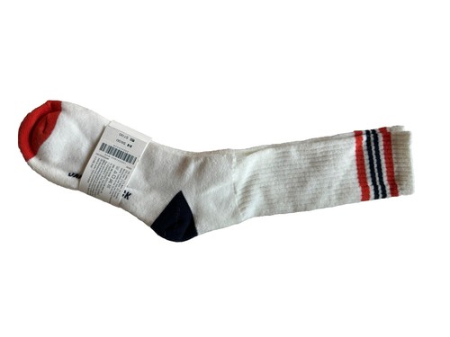 New Kids Jamie And Jack Orsnge And Navy Stripe Athletic Socks Sz 10-12 - Picture 4 of 5