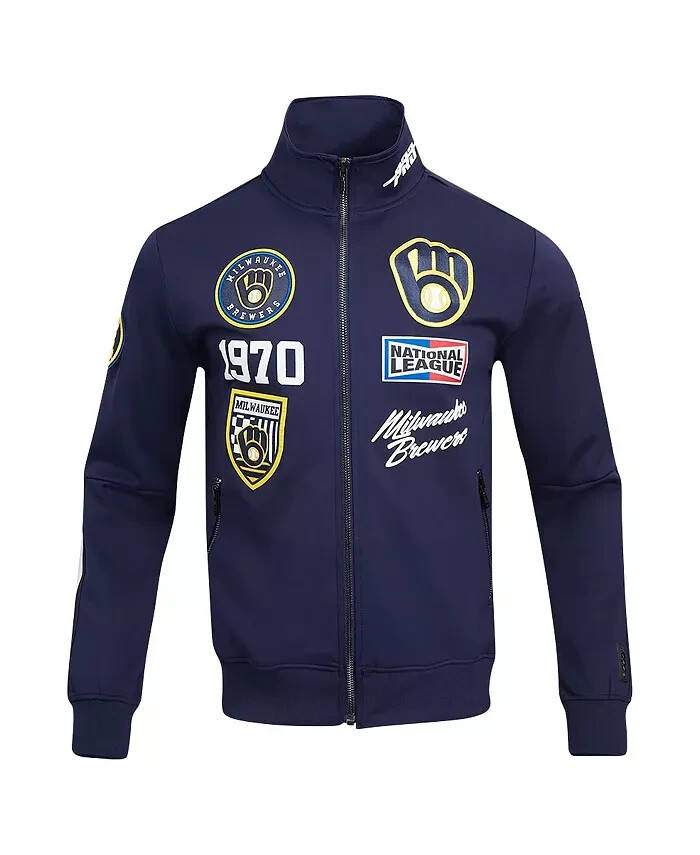 BREWERS ナイロンジャケット 青 MILWAUKEE BREWERS MEN'S LARGE PRO STANDARD NAVY FAST LANE FULL-ZIP