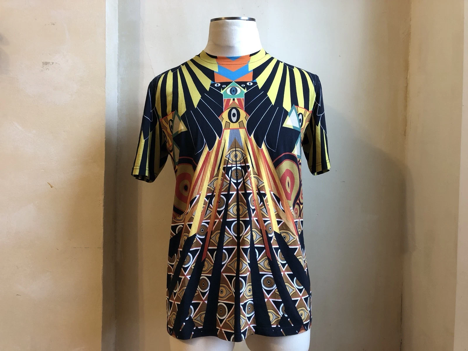 Givenchy — GIVENCHY MULTICOLOR OPTICAL WINGS PRINT T SHIRT S $1050 HORUS GOD EGYPTIAN