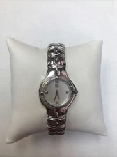 Ladies ESQ By Movado E5437 Silver Diamond Bezel Watch New Battery