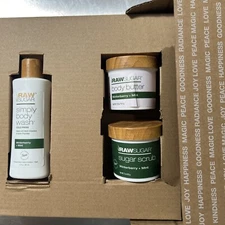 Raw Sugar Raw Radiance Winterberry Mint Body Butter, Body Wash, & Body Scrub Set