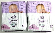 Lot Of 2 Packs Always My Baby Size 2 Diapers 12-18 lbs Packs 37 Count Each