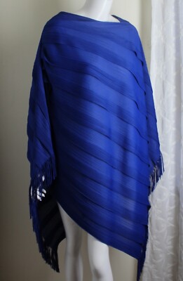NWT Chicos Travelers S M 0 1 2 3 DEMOCRACY BLUE Pleated Modern Poncho Tunic Top