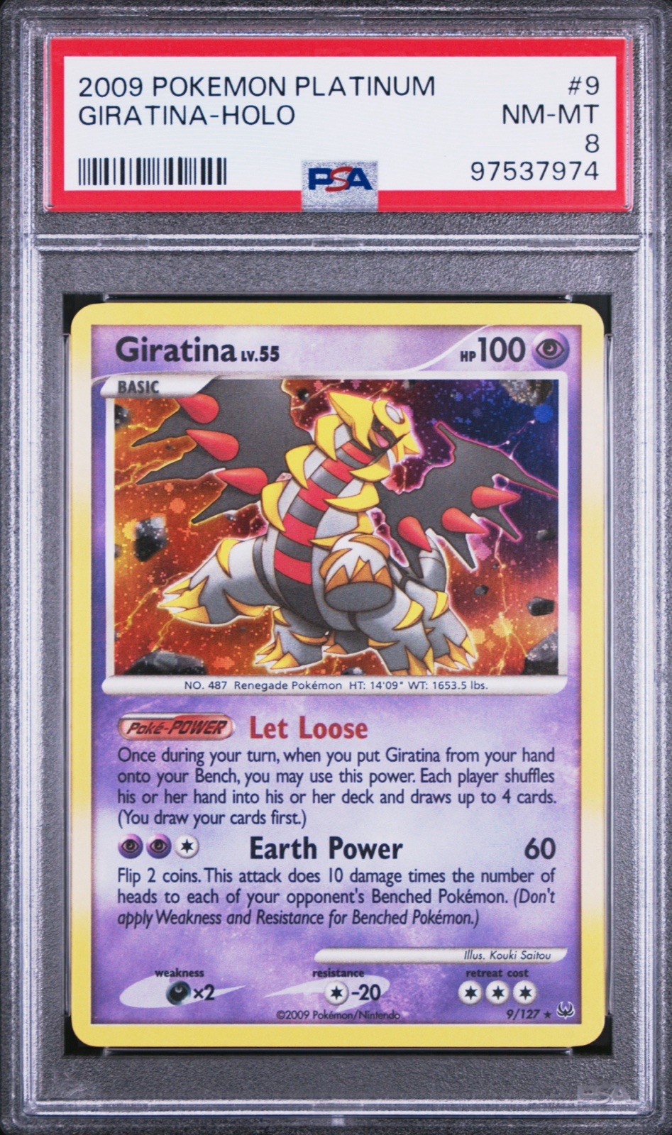 2009 Pokemon Platinum Giratina Holo Rare 9/127 PSA 8 LOW POP