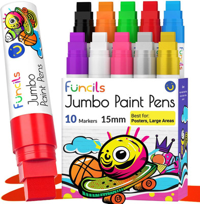10 Jumbo Acrylic Paint Markers - 15Mm Fat Acrylic Paint Pens for Canvas, Rock Pa