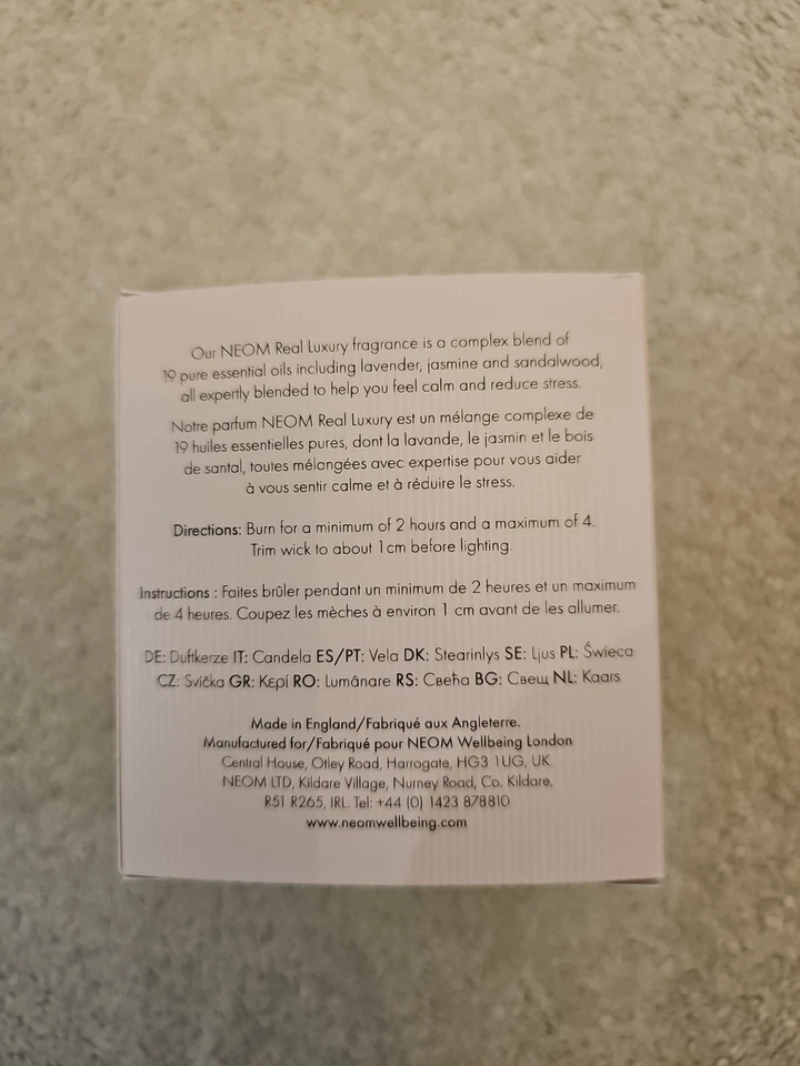 NEOM Wellbeing London Real Luxury Standard (1 Wick) Scented Candle, 185g BNIB - Image 3 of 4