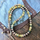 19" NAVAJO Pearl Native Bench Beads Southwest Gemstones Western Silver Necklace — photo 3