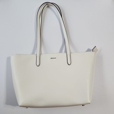 DKNY Sutton Leather Bryant Medium Tote  White Zip Top Closure Tote Purse Spring