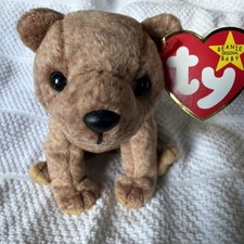 Ty Beanie Baby PECAN bear with Tag errors 1999 RARE Retired.