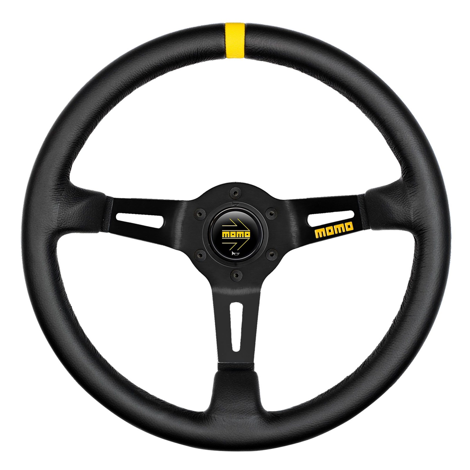 Momo Model 08 Leather 350mm Steering Wheel - Black - Rally / Saloon