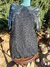 Vintage 1980s Laurence Kazar Sparkly Beaded/Sequined Party Top