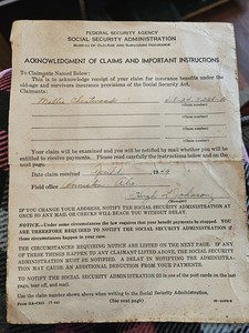 FEDERAL SECURITY AGENCY BUREAU OF OLD-AGE AND SURVIVORS INSURANCE Acknowledgemen