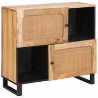Sideboard Mit Speicher Braun 80 X 33 X 75 Cm Massivholz Mango Sideboard-Aufbewah