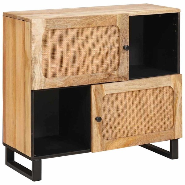 Sideboard Mit Speicher Braun 80 X 33 X 75 Cm Massivholz Mango Sideboard-Aufbewah-image