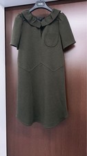 Marc Jacobs Wool S/S Ruffle Neck A-Line Dress Forest Brown Size S