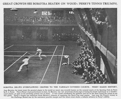 TENNIS Jean Borotra v Fred Perry at Sporting Club de Paris - Vintage Print 1932
