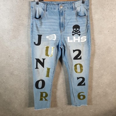 No Boundaries Straight Y2K Hip Hop Jeans Womens W32 L25 Blue Denim USA