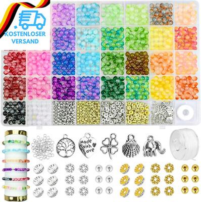 Perlen Für Armbänder 1435-Glasperlen Zum Auffädeln, 6Mm 34 Farben Farbverlauf-Pe