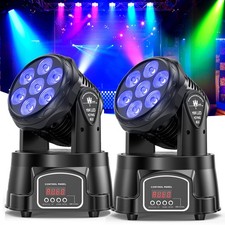 2PCS 7x15W RGBW 4-in-1 Moving Head Light Sound Activated DMX512 Disco Party