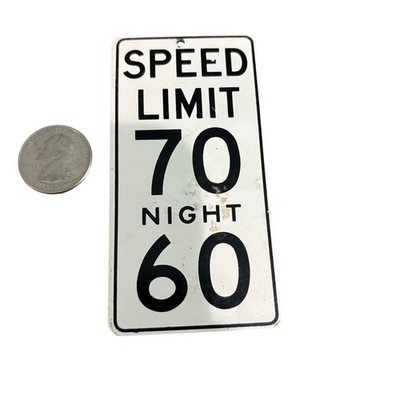 RARE Vintage Miniature 4” Speed Limit 70 60 Night Sign Porcelain
