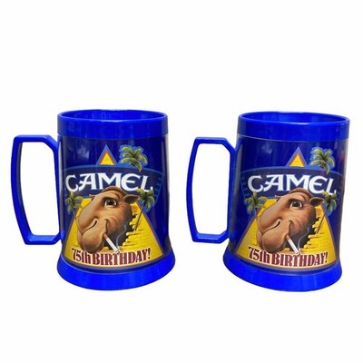 2-Camel Cigarettes Mug 75th Birthday Joe Camel 1988 RJ Reynolds Tobacco Set Of 2