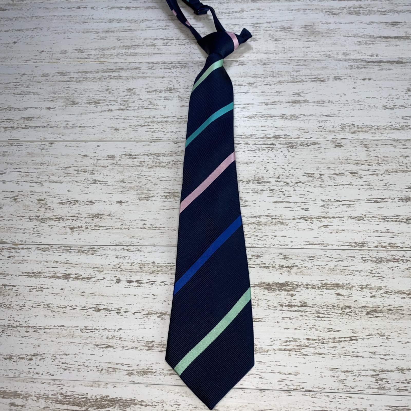 Childrens Place Navy Blue Stripe Pre Tied 4-7 Kids Dress Tie
