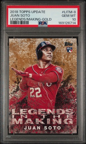 JUAN SOTO 2018 TOPPS UPDATE LEGENDS IN THE MAKING RC GOLD /50 PSA 10 POP 5 METS