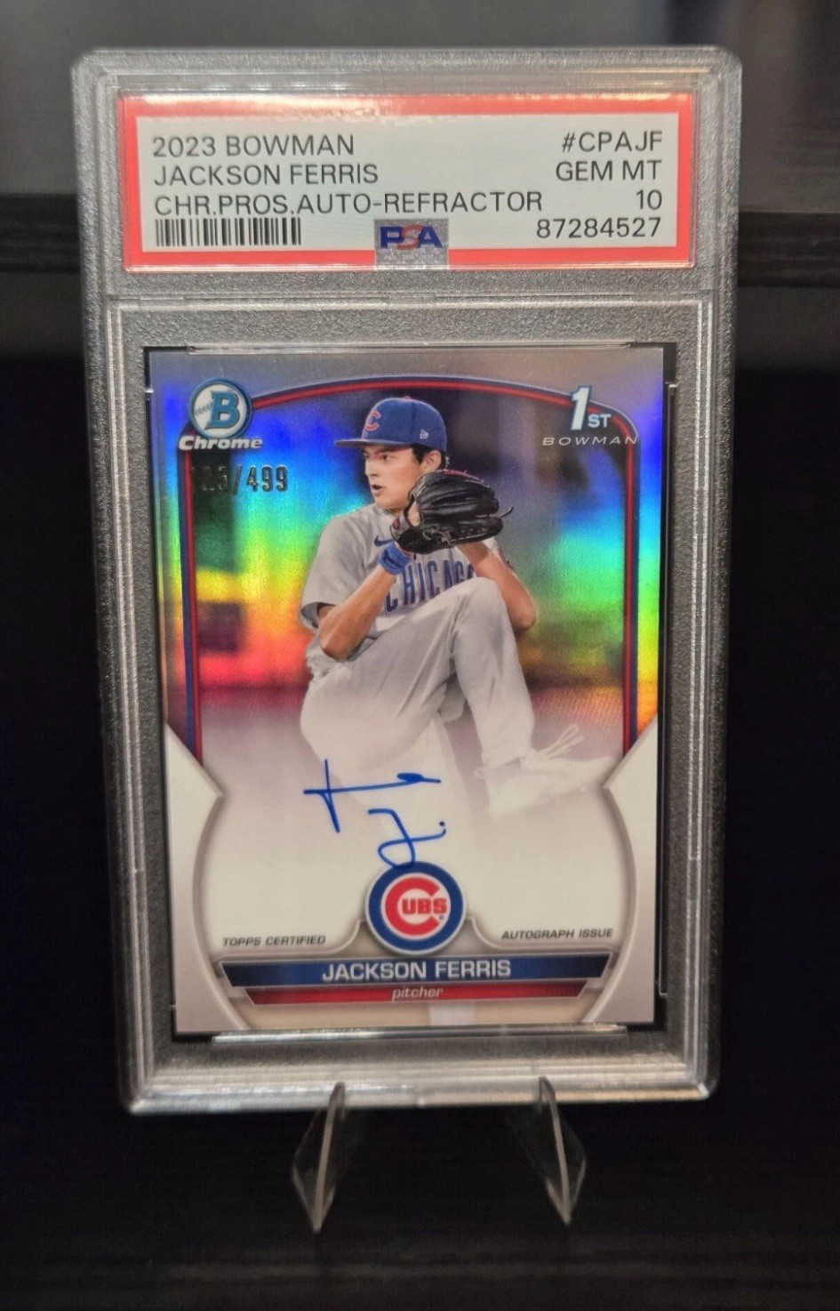 Jackson Ferris 2023 1st Bowman Chrome Prospect Refractor Auto #/499🔥PSA 10