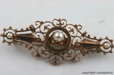 Brooch Pearls Antique Jewellery Gold Plated Biedermeier RAR
