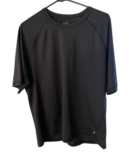 REI Co-Op Shirt Mens Black Baselayer Stretch Sht Sleeve Activewear Outdoor Gym L